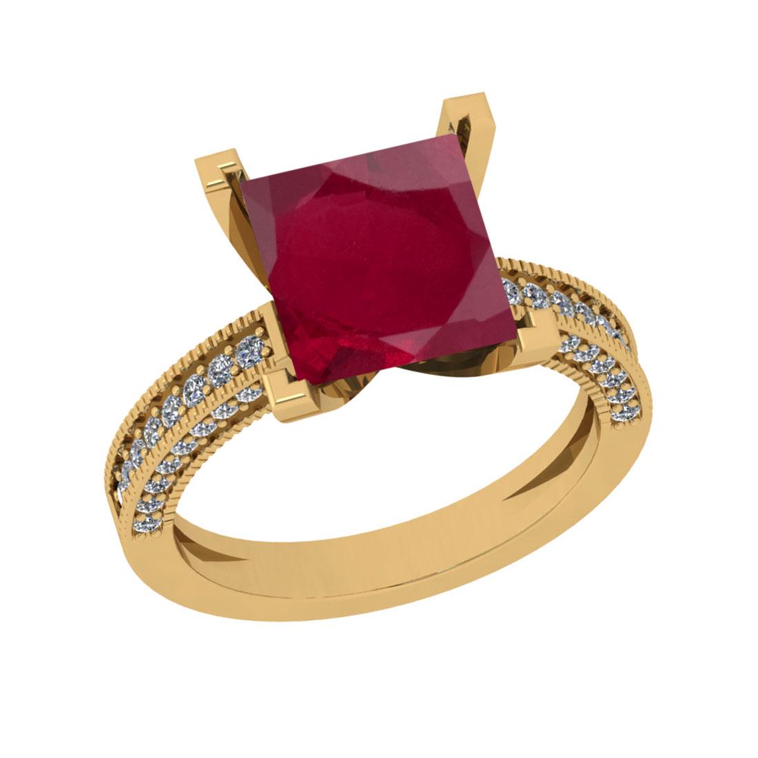 2.50 Ctw SI2/I1 Emerald And Diamond 14K Yellow Gold Vin: 2.50 Ctw SI2/I1 Emerald And Diamond 14K Yellow Gold Vintage Style Ring -- Color Stone Weight : 2.00 Ctw (Square Cut ) Center Stone Color : Emerald Center Stone Setting : Prong Side Stone Weight Of Ctw