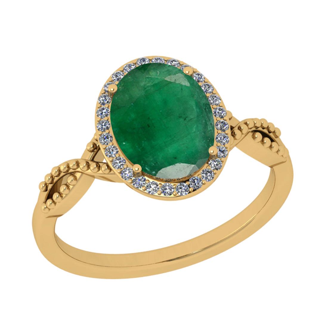 2.56 Ctw SI2/I1 Emerald And Diamond 14K Yellow Gold Eng: 2.56 Ctw SI2/I1 Emerald And Diamond 14K Yellow Gold Engagement Ring -- Color Stone Weight : 2.40 Ctw (Oval Cut) Center Stone Color : Emerald Center Stone Setting : Prong Side Stone Weight Of Ctw 0.16