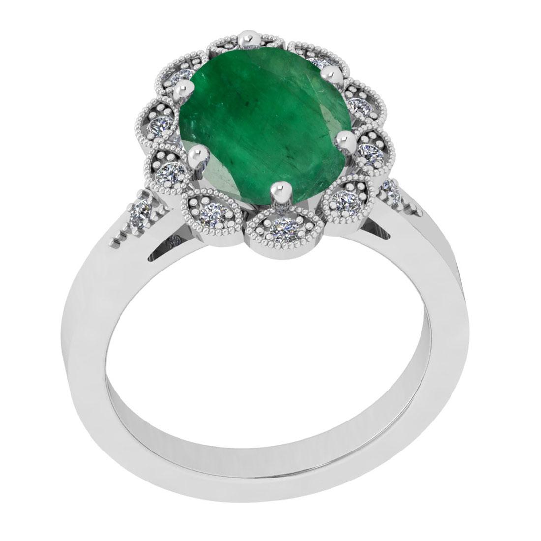 4.22 Ctw SI2/I1 Emerald And Diamond 14K White Gold Vint: 4.22 Ctw SI2/I1 Emerald And Diamond 14K White Gold Vintage Style Ring -- Color Stone Weight : 3.82 Ctw (Oval Cut) Center Stone Color : Emerald Center Stone Setting : Prong Side Stone Weight Of Ctw 0.4