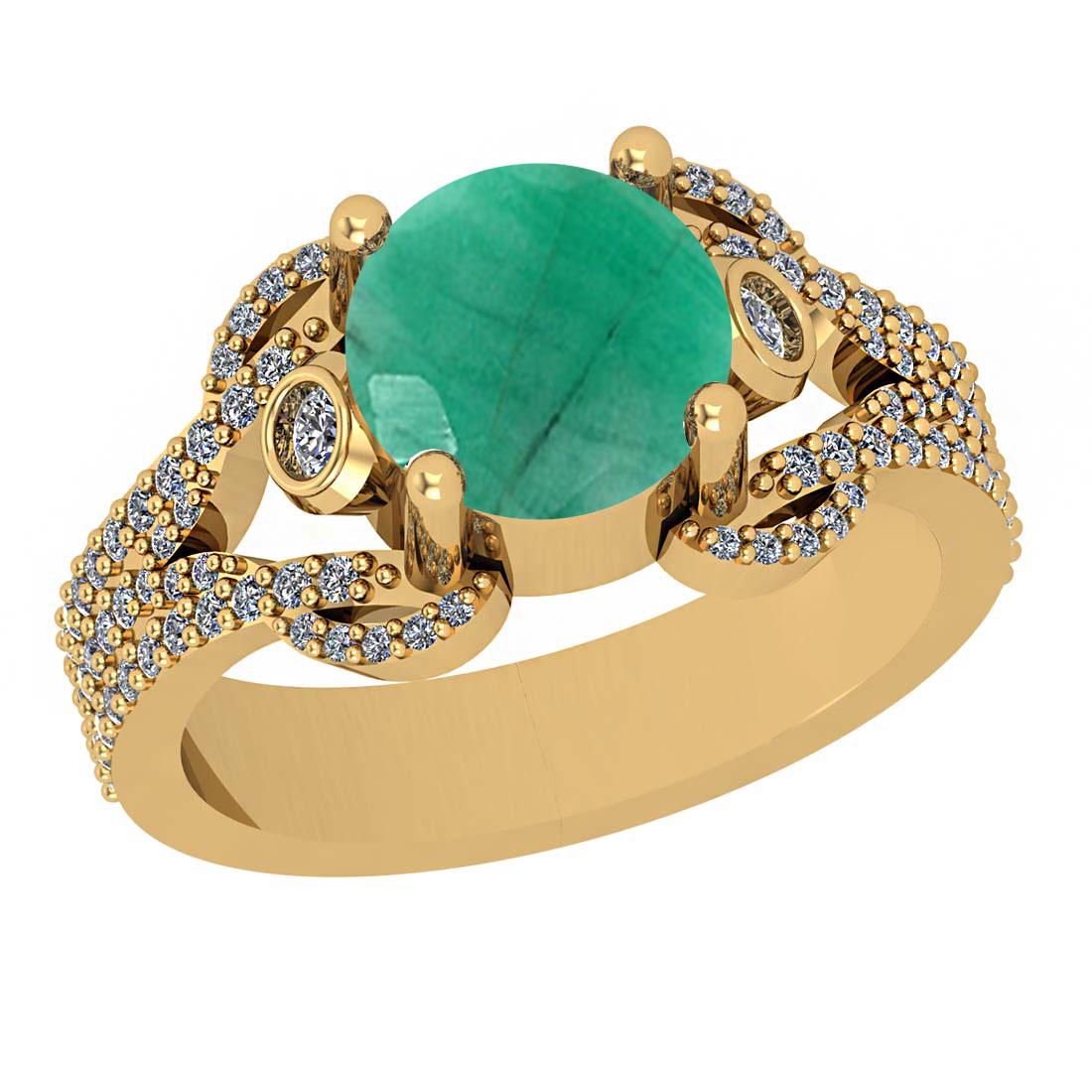 2.40 Ctw VS/SI1 Emerald And Diamond 14K Yellow Gold Wed: 2.40 Ctw VS/SI1 Emerald And Diamond 14K Yellow Gold Wedding Ring -- Color Stone Weight : 2.00 Ctw (Round Cut) Center Stone Color : Emerald Center Stone Setting : Prong Side Stone Weight Of Ctw 0.40 Ct