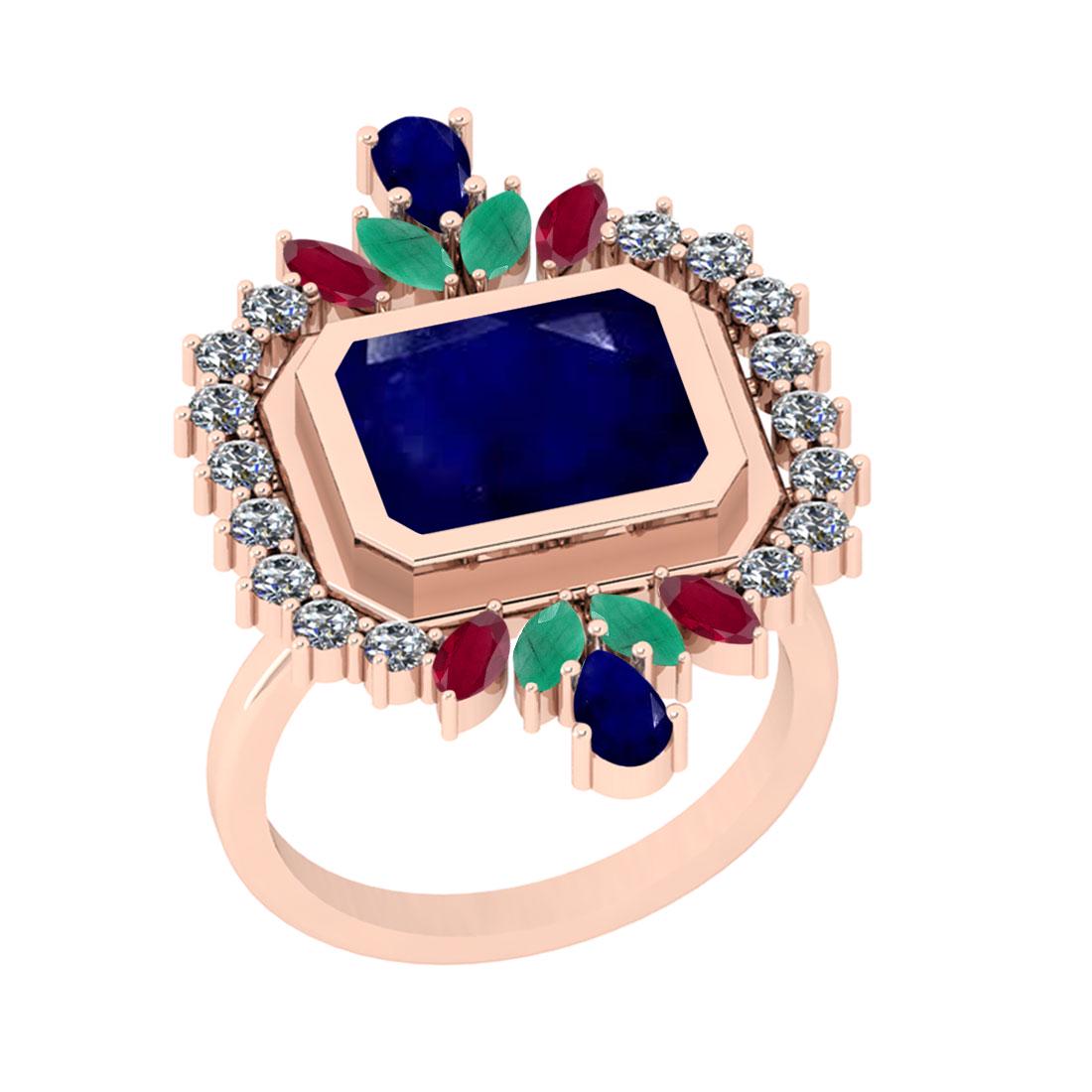 4.36 Ctw SI2/I1 Multi Stone And Diamond 14K Rose Gold E: 4.36 Ctw SI2/I1 Multi Stone And Diamond 14K Rose Gold Engagement Ring -- Multi Stone Weight : 3.80 Ctw (Emerald,Pear,Marquise Cut ) Multi Stone Color : Blue Sapphire,Ruby , Emerald Center Stone Settin
