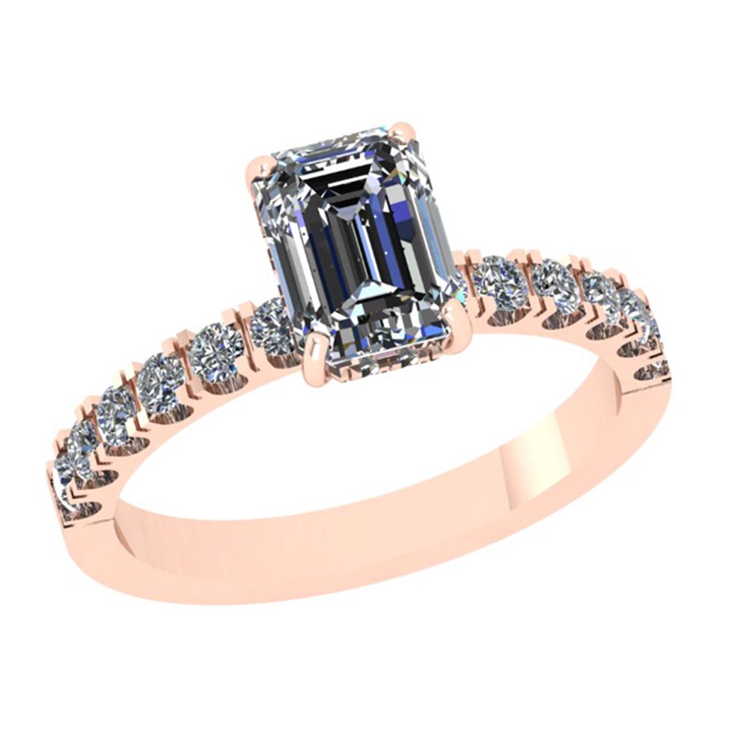 1.15 Ctw VS/SI1 Diamond Style Prong Set 14K Rose Gold W: 1.15 Ctw VS/SI1 Diamond Style Prong Set 14K Rose Gold Wedding Style Ring ALL DIAMOND ARE LAB GROWN -- Center Diamond Weight : 0.80 Ctw (Emerald Cut) Center Diamond Color : J-K Center Stone Setting : P