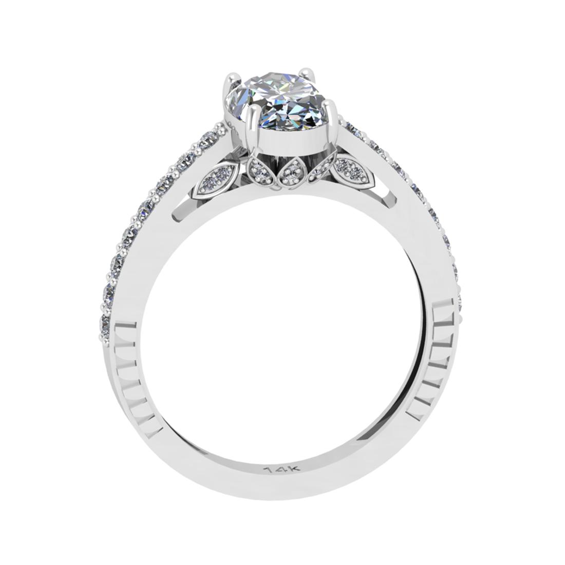 1.00 Ctw VS/SI1 Diamond 14K White Gold Wedding Ring: 1.00 Ctw VS/SI1 Diamond 14K White Gold Wedding Ring -- Center Diamond Weight : 0.50 Ctw (Oval Cut) Center Diamond Color : J-K Center Stone Setting : Prong Center Stone Clarity : VS/SI1 Side Stone Weig