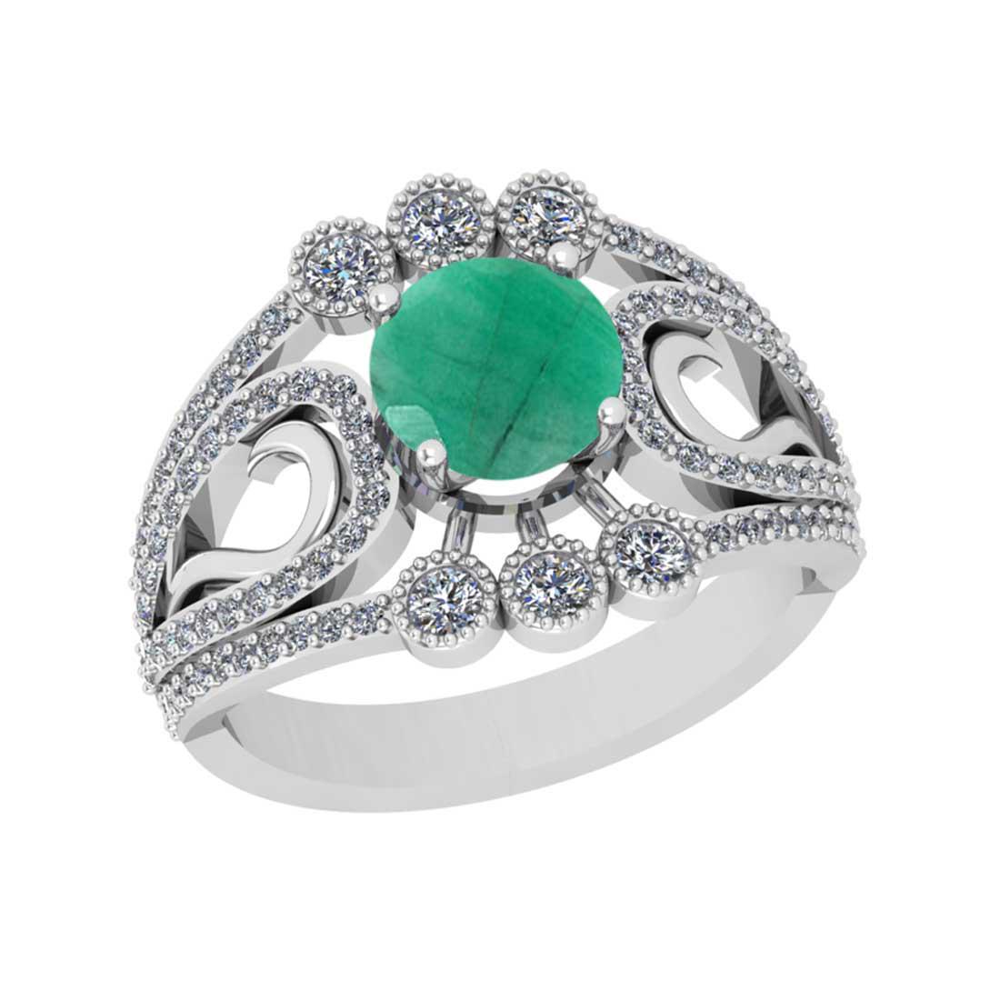 2.70 Ctw VS/SI1 Emerald And Diamond 14K White Gold Enga: 2.70 Ctw VS/SI1 Emerald And Diamond 14K White Gold Engagement /Wedding/Anniversary Ring -- Center Stone Weight : 2.00 Ctw ( Round Cut) Center Stone Color : Emerald Center Stone Setting : Prong Side St