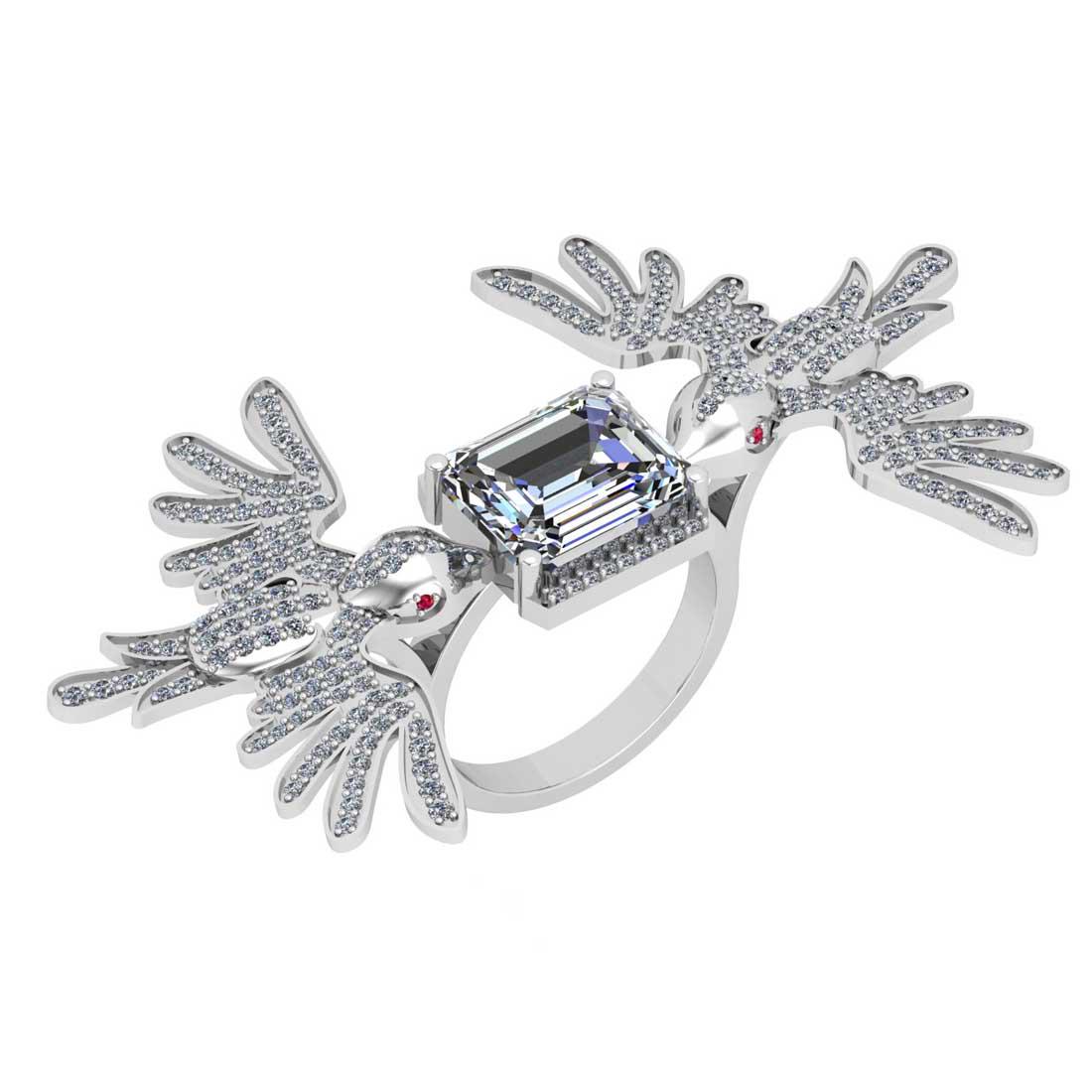 8.17 Ctw VS/SI1 Diamond 14K White Gold love Birds Engag: 8.17 Ctw VS/SI1 Diamond 14K White Gold love Birds Engagement /Wedding Ring -- Center Diamond Weight : 6.00 Ctw ( Emerald Cut) Center Diamond Color : G-H Center Stone Setting : Prong Center Stone Clari