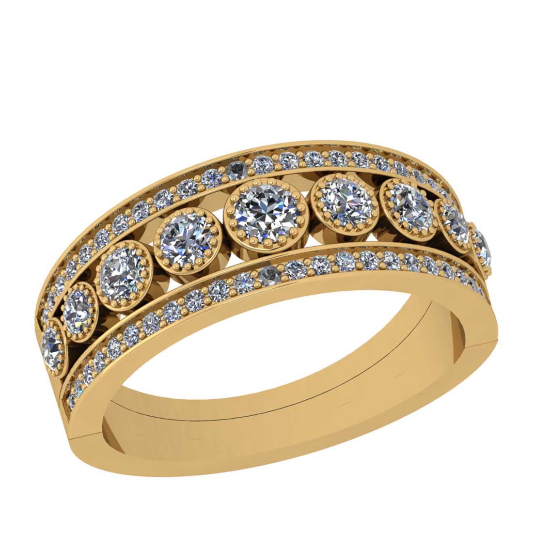 1.27 Ctw VS/SI1 Diamond 14K Yellow Gold Men's Engagemen: 1.27 Ctw VS/SI1 Diamond 14K Yellow Gold Men's Engagement, Wedding Entity Band Ring -- Center Diamond Weight : 0.60 Ctw ( Round Cut) Center Color :-J-K Center Stone Clarity :- VS/SI1 Center Stone Setti