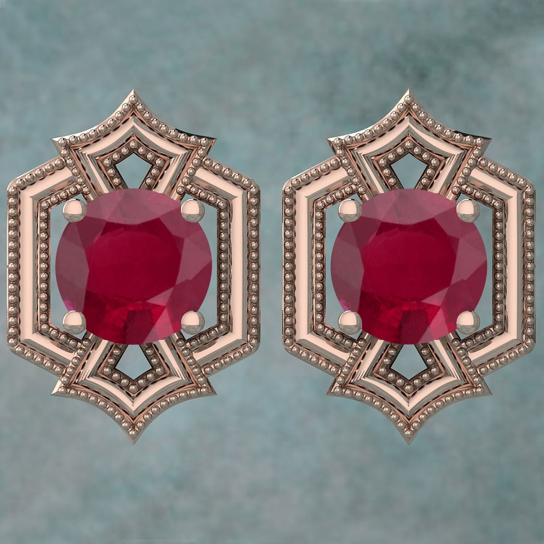 Certified 1.68 Ctw Ruby 14K Rose Gold Stud Earrings: Certified 1.68 Ctw Ruby 14K Rose Gold Stud Earrings -- Color Stone Weight : 1.68 Ctw (2 Psc Round) Center Stone Color : Ruby Center Stone Setting : Prong Metal Weight : Approx 2.40 Gram 14K Rose Gold