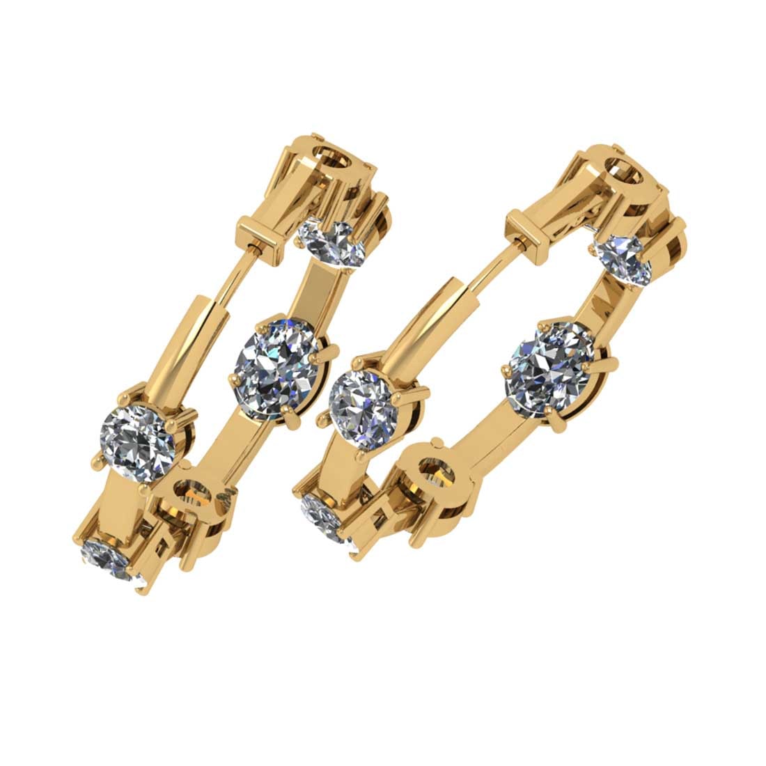 3.00 Ctw VS/SI1 Diamond 14K Yellow Gold Hoop Earrings A: 3.00 Ctw VS/SI1 Diamond 14K Yellow Gold Hoop Earrings ALL DIAMOND ARE LAB GROWN DIAMOND -- Center Diamond Weight : 3.00 Ctw (Oval cut) Center Diamond Color :- J-K Center Clarity : VS/SI1 Stone Setting