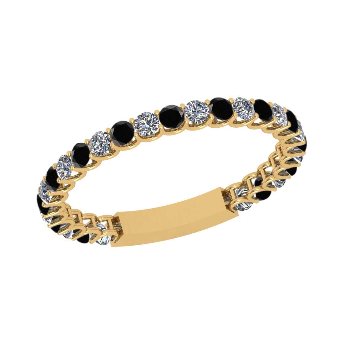 1.40 Ctw i2/i3 Treated Fancy Black And White Dimaond 14: 1.40 Ctw i2/i3 Treated Fancy Black And White Dimaond 14K Yellow Gold Entity Band Ring -- Color Diamond Weight : 0.70 Ctw ( Round cut) Diamond Color : Treated Fancy Black Dimaond Center Clarity : i2/i3