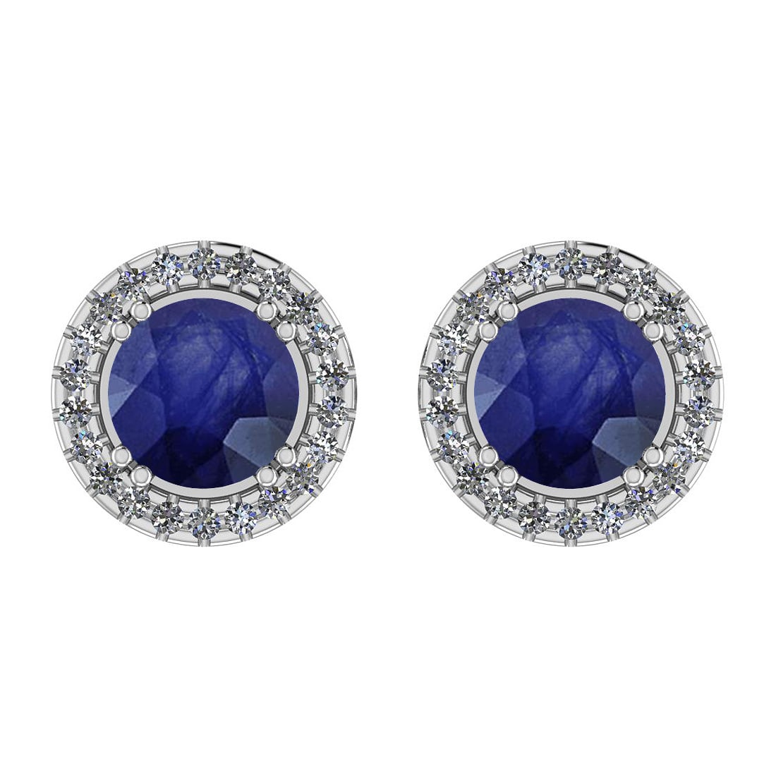 Certified 0.85 Ctw SI2/I1 Blue Sapphire And Diamond 14K: Certified 0.85 Ctw SI2/I1 Blue Sapphire And Diamond 14K White Gold Stud Earrings -- Center Stone Approx Weight: 0.66 Ctw (Round Cut) Center Stone Color: Blue Sapphire Center Stone Setting: Prong Side 