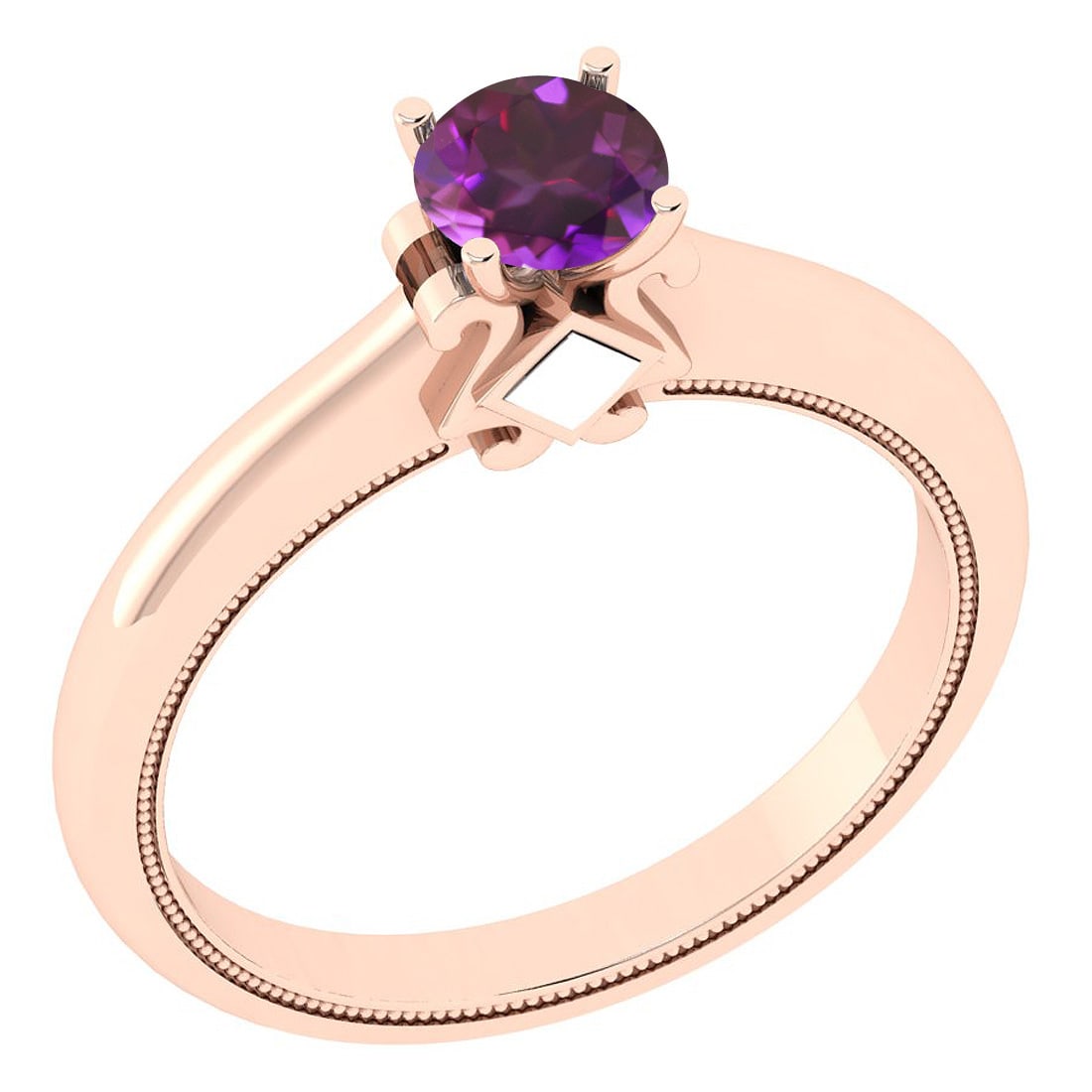 Certified 0.50 Ctw Amethyst 14K Rose Gold Solitaire Rin: Certified 0.50 Ctw Amethyst 14K Rose Gold Solitaire Ring -- Color Stone Weight : 0.50 Ctw (1 Psc Round) Center Stone Color : Amethyst Center Stone Setting : Prong Metal Weight : Approx 2.40 Gram 14K R