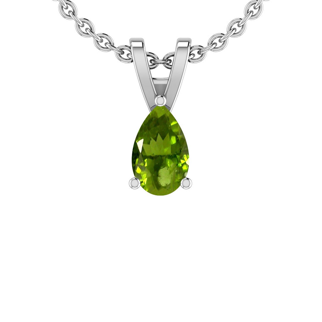 Certified 0.50 Ctw Peridot 10k White Gold Solitaire Pen: Certified 0.50 Ctw Peridot 10k White Gold Solitaire Pendant -- Center Stone Weight : 0.50 Ctw (1Psc Pear ) Center Stone Color :-Peridot Center Stone Setting : Prong Metal Weight : Approx 1.20 Gram 10k