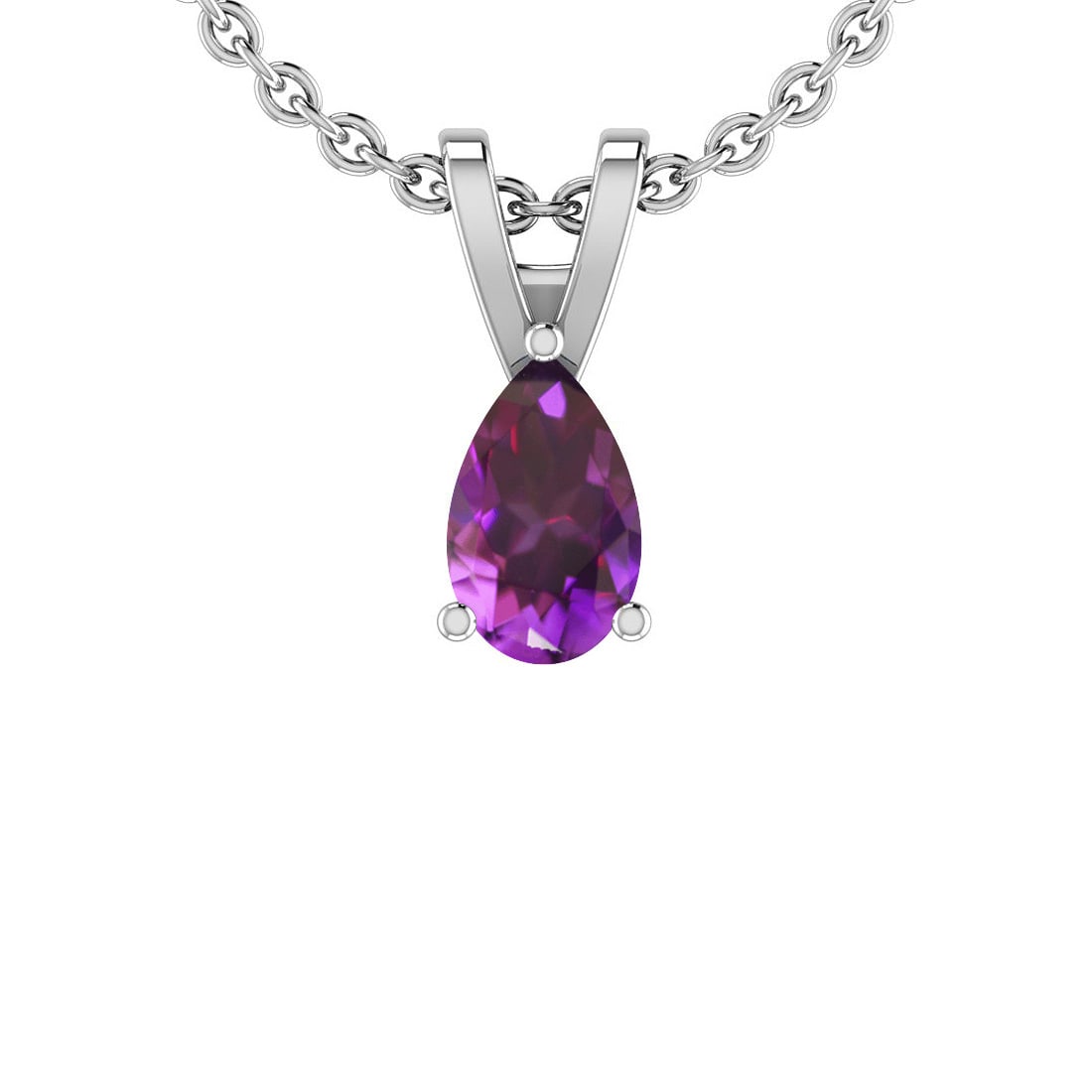 Certified 0.50 Ctw Amethyst 10k White Gold Solitaire Pe: Certified 0.50 Ctw Amethyst 10k White Gold Solitaire Pendant -- Center Stone Weight : 0.50 Ctw (1Psc Pear ) Center Stone Color :-Amethyst Center Stone Setting : Prong Metal Weight : Approx 1.20 Gram 1