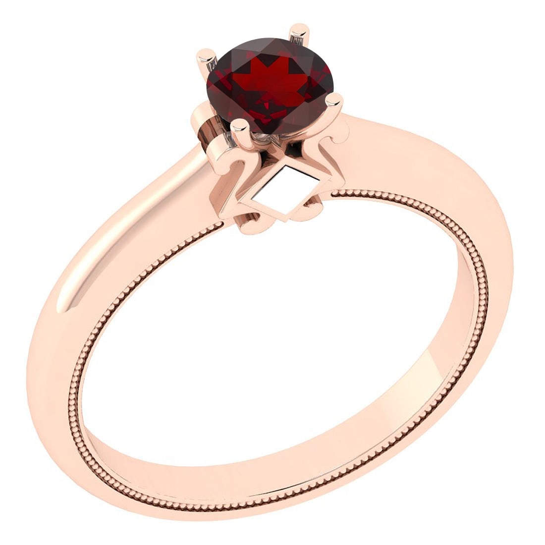 Certified 0.50 Ctw Garnet 14K Rose Gold Solitaire Ring: Certified 0.50 Ctw Garnet 14K Rose Gold Solitaire Ring -- Color Stone Weight : 0.50 Ctw (1 Psc Round) Center Stone Color : Garnet Center Stone Setting : Prong Metal Weight : Approx 2.40 Gram 14K Rose