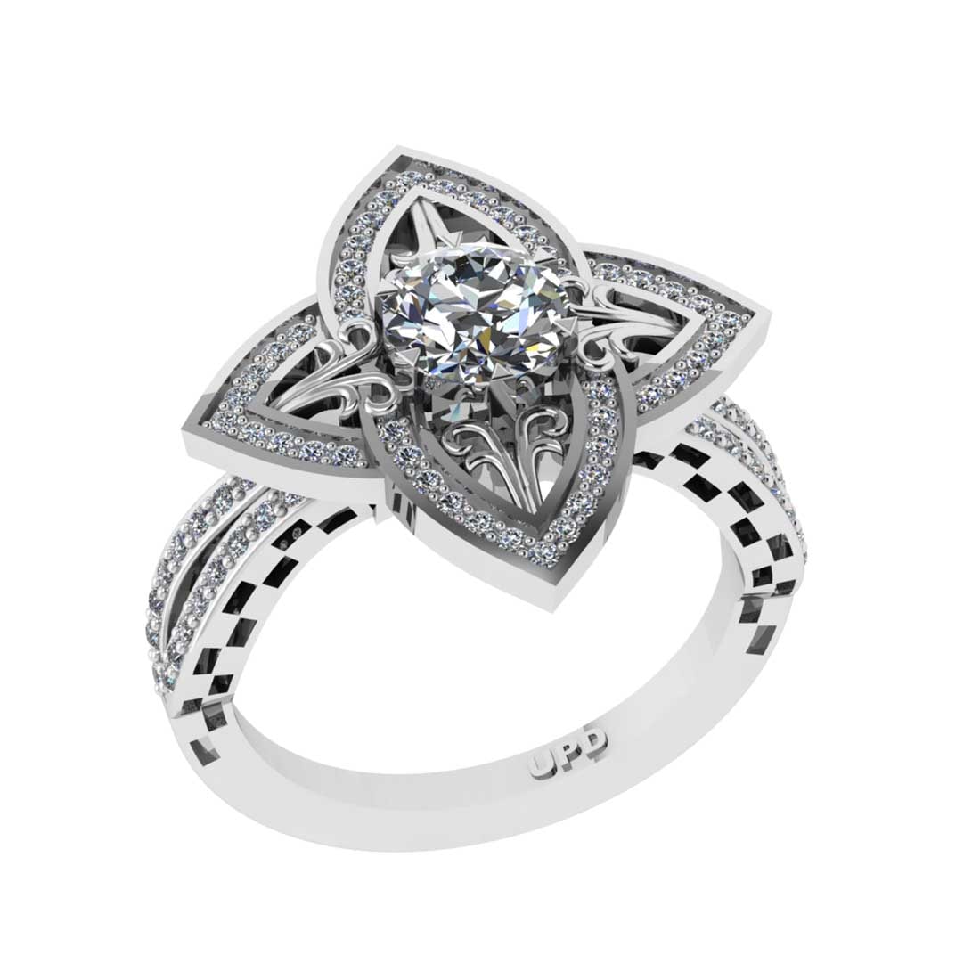 1.37 Ctw SI2/I1 Diamond 14K White Gold Vintage style We: 1.37 Ctw SI2/I1 Diamond 14K White Gold Vintage style Wedding Ring -- Center Diamond Weight : 1.00 Ctw (Round Cut) Center Diamond Color :-J-K Center Stone Setting : Prong Clarity : SI2/I1 Total Weight