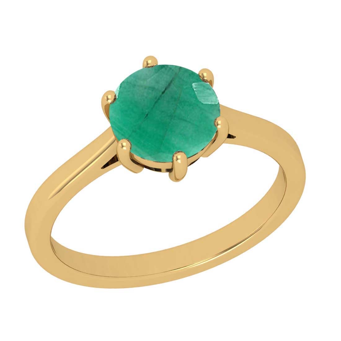 1.00 Ctw Emerald 14K Yellow Gold Solitaire Ring: 1.00 Ctw Emerald 14K Yellow Gold Solitaire Ring -- Center Stone Weight : 1.00 Ctw (Round Cut) Center stone Color :-Emerald Setting : Prong Metal Weight : Approx 2.80 gram 14K Yellow Gold Solitaire Rin