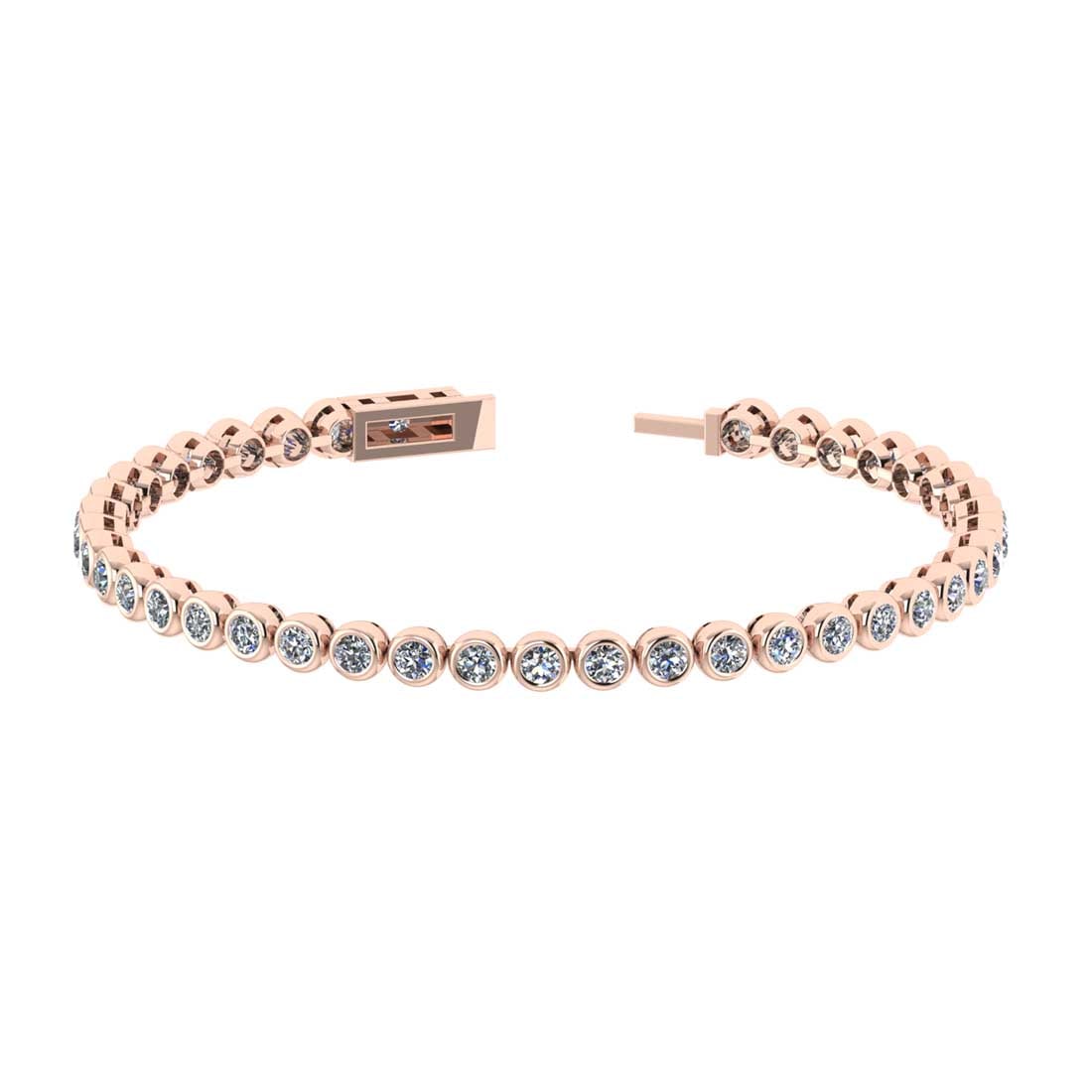 1.10 Ctw SI2/I1 Diamond 14K Rose Gold Bracelet: 1.10 Ctw SI2/I1 Diamond 14K Rose Gold Bracelet -- Total Diamond Weight : 1.10 Ctw (Round cut) Center Diamond Color :- J-K Center Clarity : SI2/I1 Stone Setting : Prong Metal Weight : Approx 8.30 Gram 