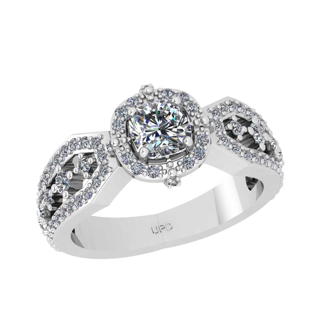 0.86 Ctw SI2/I1 Diamond 14K White Gold Engagement Ring: 0.86 Ctw SI2/I1 Diamond 14K White Gold Engagement Ring -- Center Diamond Weight : 0.50 Ctw (Cushion Cut) Center Diamond Color :-J-K Center Stone Setting : Prong Clarity : SI2/I1 Total Weight Of Ctw 0.