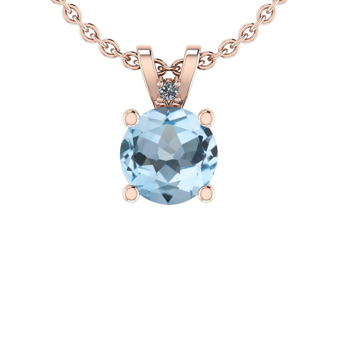 Certified 1.77 Ctw i2/i3 Blue Topaz And Diamond 10k Ros: Certified 1.77 Ctw i2/i3 Blue Topaz And Diamond 10k Rose Gold Solitaire Pendant -- Center Stone Weight : 1.70 Ctw (1Psc Round ) Center Stone Color :-Blue Topaz Stone Setting : Prong Side Stone Weight 