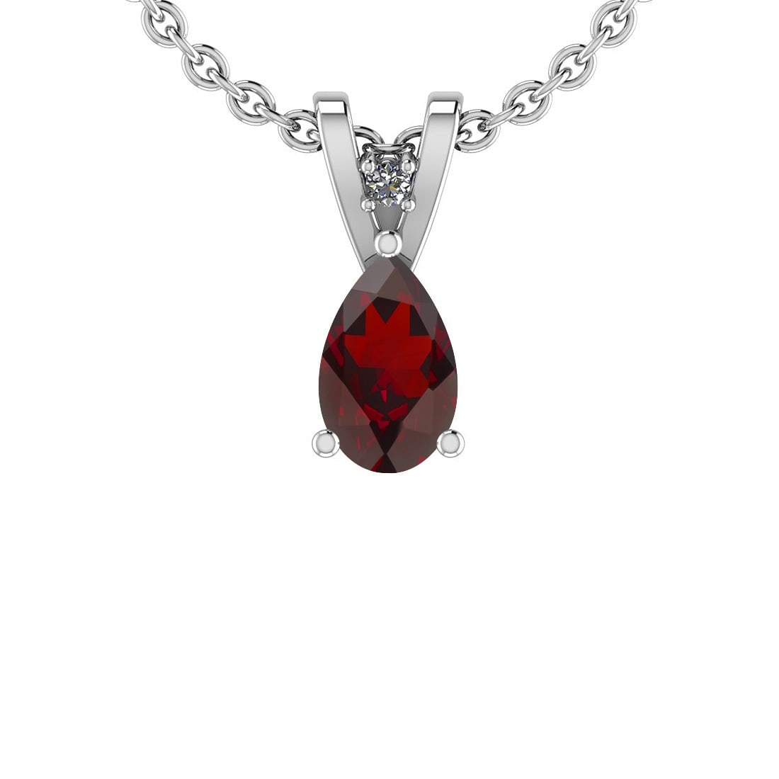 Certified 2.23 Ctw i2/i3 Garnet And Diamond 10k White G: Certified 2.23 Ctw i2/i3 Garnet And Diamond 10k White Gold Solitaire Pendant -- Center Stone Weight : 2.18 Ctw (1Psc Pear ) Center Stone Color :-Garnet Stone Setting : Prong Side Stone Weight Of Ctw 0