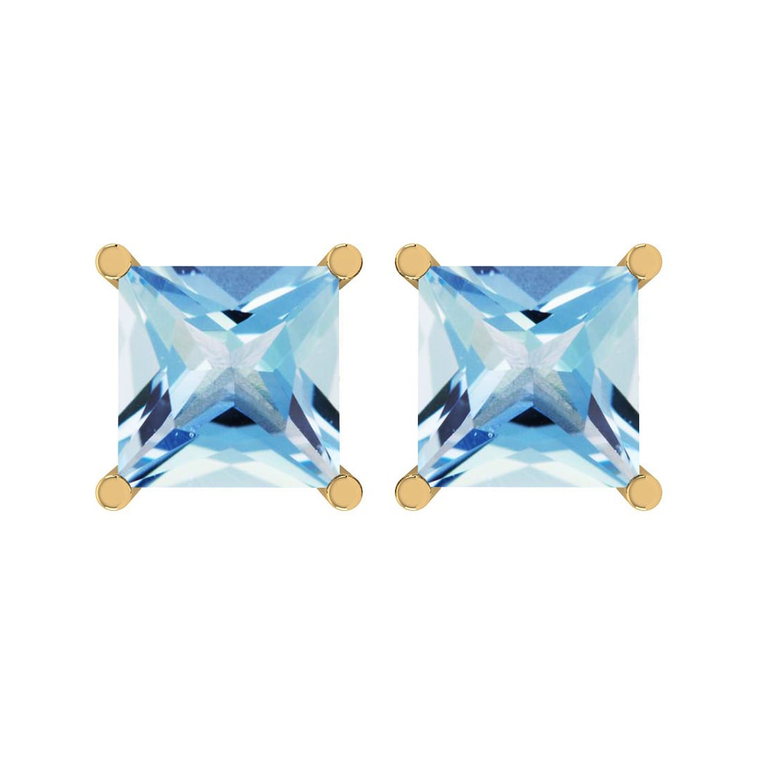 0.50 Ctw Blue Topaz 14k Yellow Gold Stud Earrings: 0.50 Ctw Blue Topaz 14k Yellow Gold Stud Earrings -- Center Stone Weight : 0.50 Ctw (Princess Cut) Center Stone Color :-Blue Topaz Center Stone Setting : Prong Metal Weight : Approx 1.80 gram 14K Yell