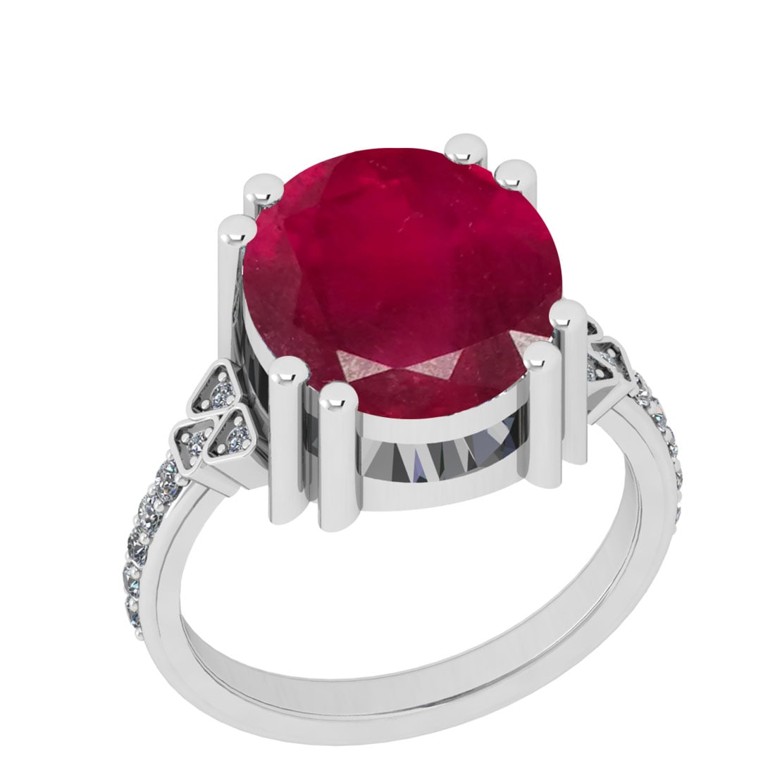 6.25 CtwSI2/I1 Ruby And Diamond 14K White Gold Vintage: 6.25 CtwSI2/I1 Ruby And Diamond 14K White Gold Vintage Style Ring -- Center Stone Weight : 5.85 Ctw ( Oval Cut ) Center Stone Color : Ruby Stone Setting : Prong Side Diamond Weight Of Ctw 0.40 Ctw Sid