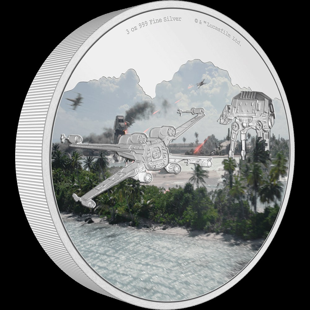 Star Wars(TM) Battle Scenes - Scarif(TM) 3oz Silver Coi: Star Wars(TM) Battle Scenes - Scarif(TM) 3oz Silver Coin -- Star Wars(TM) Battle Scenes - Scarif(TM) 3oz Silver Coin #TSD25877v8