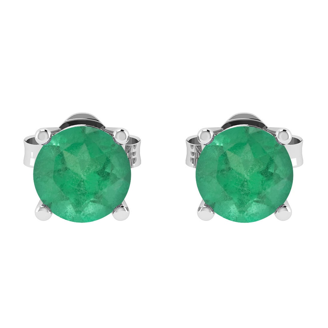 Certified 0.50 Ctw Emerald 14K White Gold Stud Earrings: Certified 0.50 Ctw Emerald 14K White Gold Stud Earrings -- Center Stone Approx Weight: 0.50 Ctw (Round Cut) Center Stone Color: Emerald Stone Setting: Prong Metal Approx Weight: 1.70 Gram 14K White Go