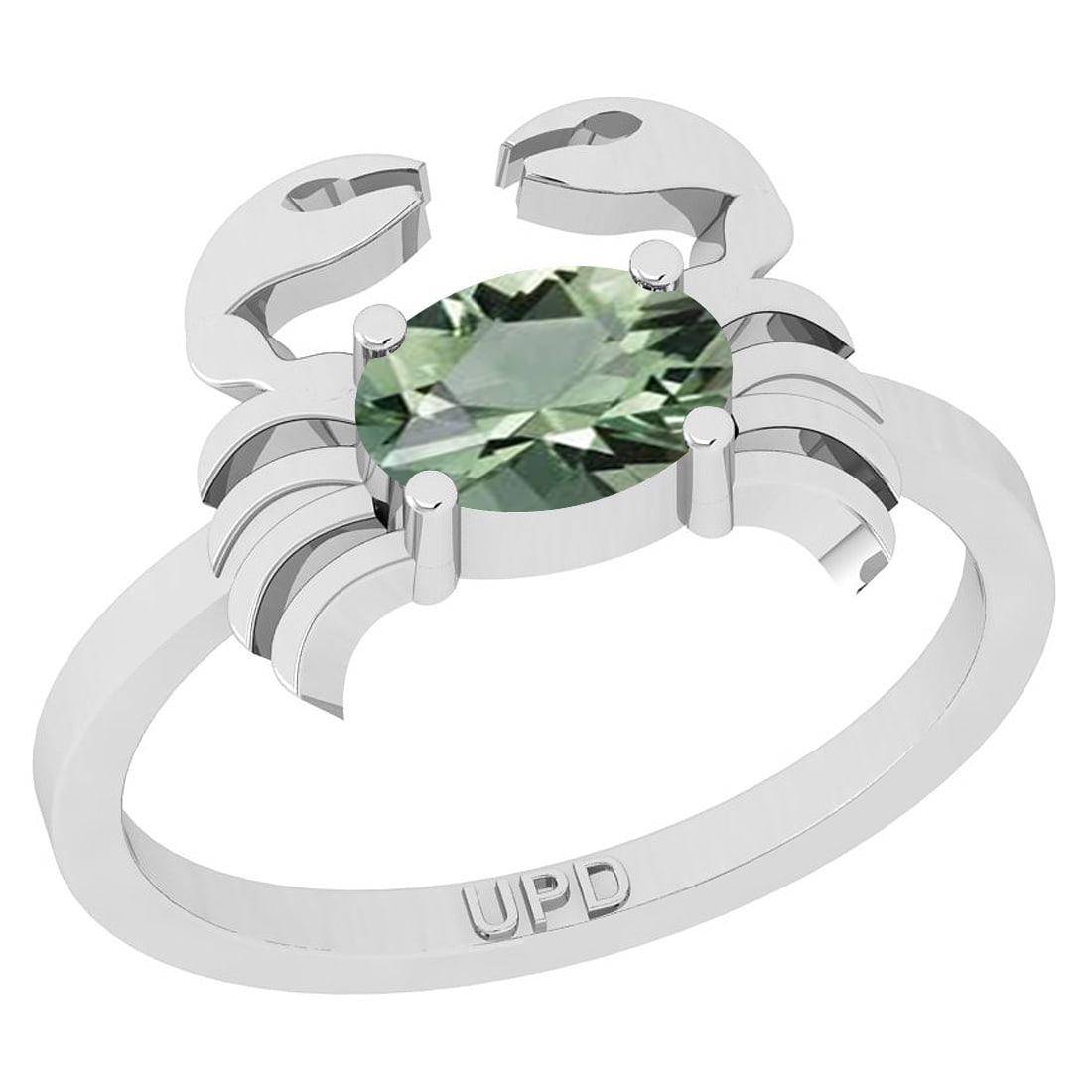 0.75 Ctw I2/I3 Green Sapphire 10K White Gold Solitaire Ring: 0.75 Ctw I2/I3 Green Sapphire 10K White Gold Solitaire Ring -- Center Stone Weight : 0.75 Ctw (Oval Cut ) Center Stone Color : Green Sapphire Center Stone Setting : Prong Metal Weight : Approx 2.70 Gr