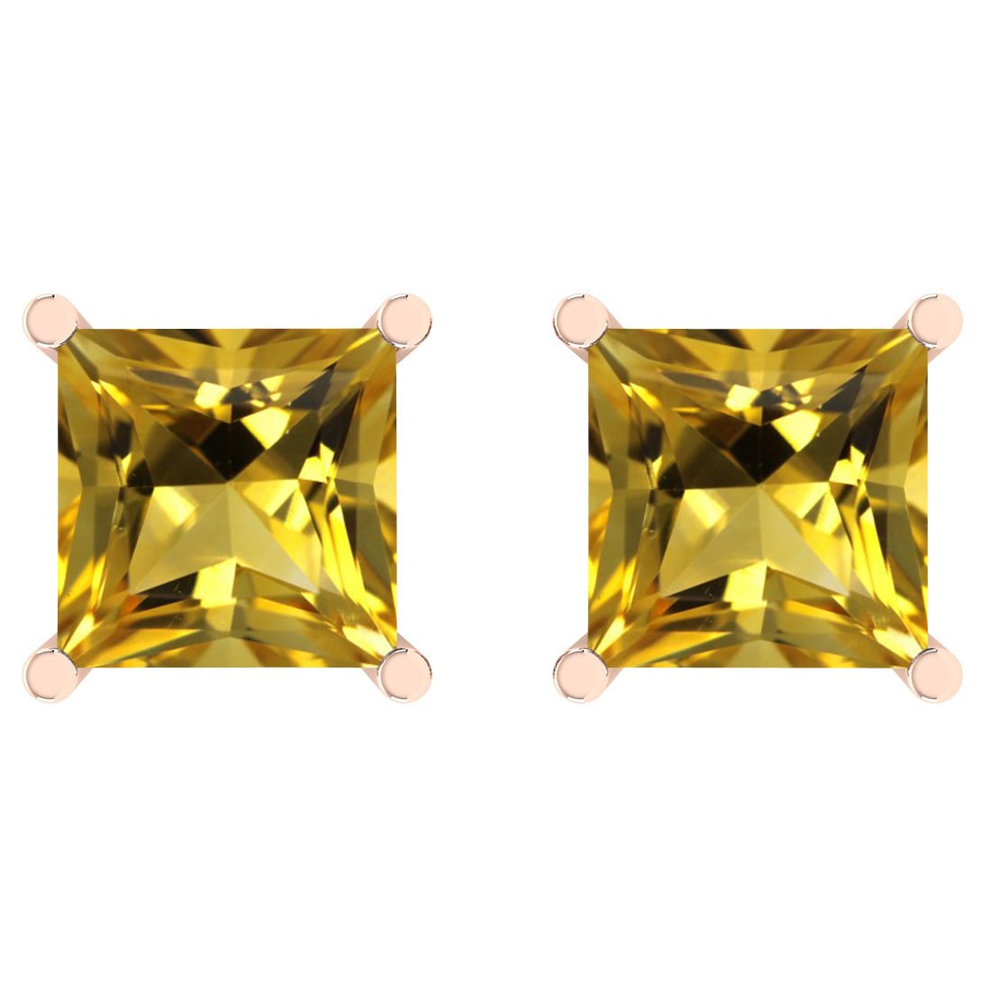 0.50 Ctw Citrine 14k Rose Gold Stud Earrings: 0.50 Ctw Citrine 14k Rose Gold Stud Earrings -- Center Stone Weight : 0.50 Ctw (Princess Cut) Center Stone Color :-Citrine Center Stone Setting : Prong Metal Weight : Approx 1.80 gram 14K Rose Gold St