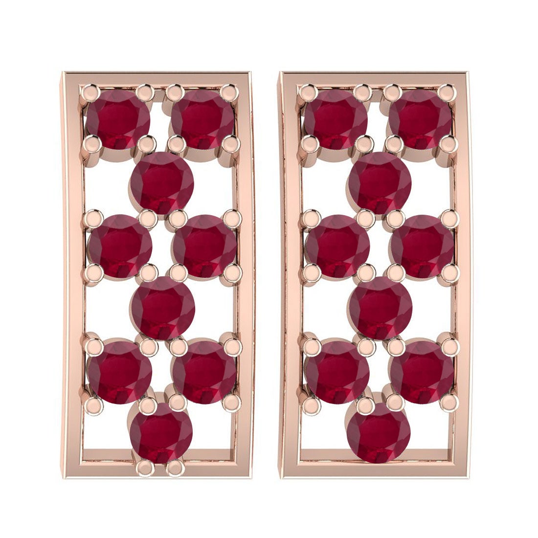 1.25 Ctw Ruby 14K Rose Gold Stud Earrings: 1.25 Ctw Ruby 14K Rose Gold Stud Earrings -- Color Stone Weight : 1.25 Ctw (Round Cut) Center Stone Color : Ruby Center Stone Setting : Prong Metal Weight : Approx 2.20 Gram 14K Rose Gold Stud Earring