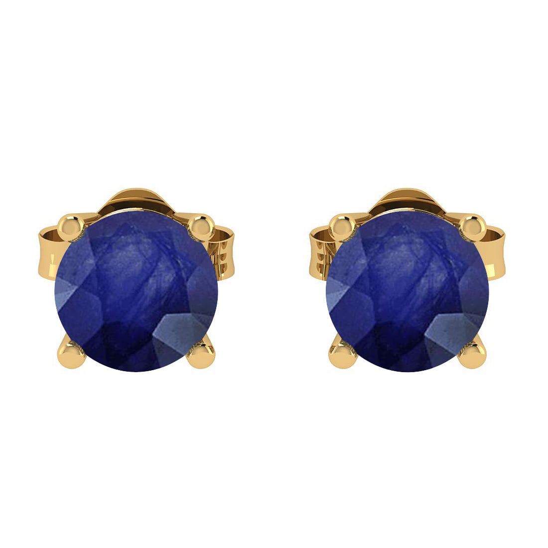 Certified 0.50 Ctw Blue Sapphire 14K Yellow Gold Stud Earrings: Certified 0.50 Ctw Blue Sapphire 14K Yellow Gold Stud Earrings -- Center Stone Approx Weight: 0.50 Ctw (Round Cut) Center Stone Color: Blue Sapphire Stone Setting: Prong Metal Approx Weight: 1.70 Gram