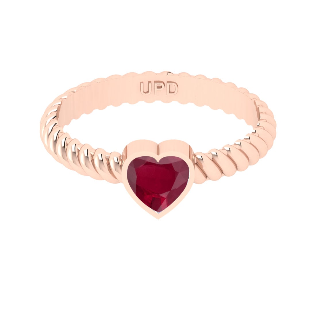 0.50 Ctw SI2/I1 RubyStyle Bezel Set 14K Rose Gold solitaire Ring: 0.50 Ctw SI2/I1 RubyStyle Bezel Set 14K Rose Gold solitaire Ring -- Center Stone Weight : 0.50 Ctw ( Heart Cut ) Center Stone Color :-Ruby Center Stone Setting : Bezel Metal Weight : Approx 3.30 Gram