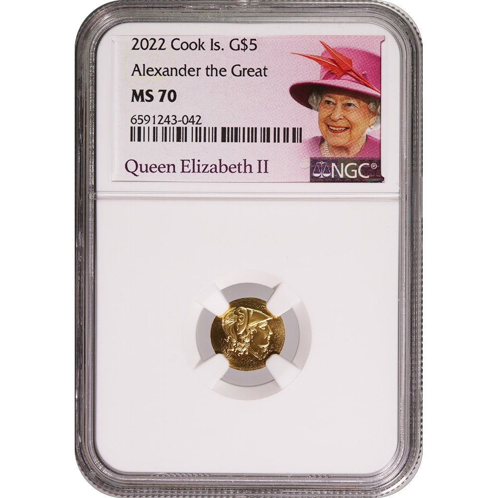Cook Islands $5 Gold 2022 Ancient Greek Collection--Alexander the Great MS70 NGC: Cook Islands $5 Gold 2022 Ancient Greek Collection--Alexander the Great MS70 NGC -- Cook Islands $5 Gold 2022 Ancient Greek Collection--Alexander the Great MS70 NGC #TSD27701v8