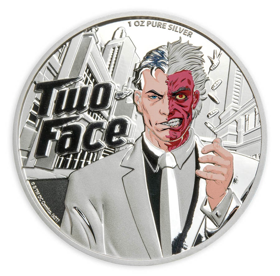2022 DC Comics Two Face Supervillain Samoa 1oz Silver Coin (w/Box & COA): 2022 DC Comics Two Face Supervillain Samoa 1oz Silver Coin (w/Box & COA) -- 2022 DC Comics Two Face Supervillain Samoa 1oz Silver Coin (w/Box & COA) #TSD28922v8