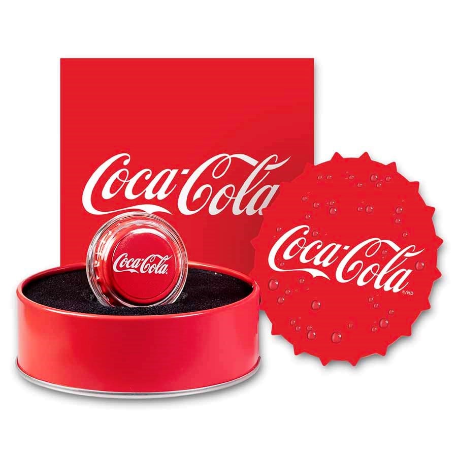 Coca-Cola? 2023 6 gram Silver Bottle Cap w/ Box & COA: Coca-Cola? 2023 6 gram Silver Bottle Cap w/ Box & COA -- Coca-Cola? 2023 6 gram Silver Bottle Cap w/ Box & COA #TSD29296v8