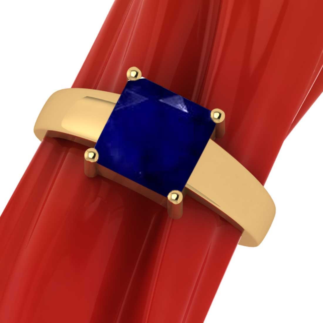 2.20 Ctw Blue Sapphire14K Yellow Gold Solitaire Ring (ALL DIAMOND ARE LAB GROWN): 2.20 Ctw Blue Sapphire14K Yellow Gold Solitaire Ring (ALL DIAMOND ARE LAB GROWN) -- Center Stone Weight : 2.20 Ctw ( Princess Cut) Center Stone Color :-Blue Sapphire Center Stone Setting : Prong Metal