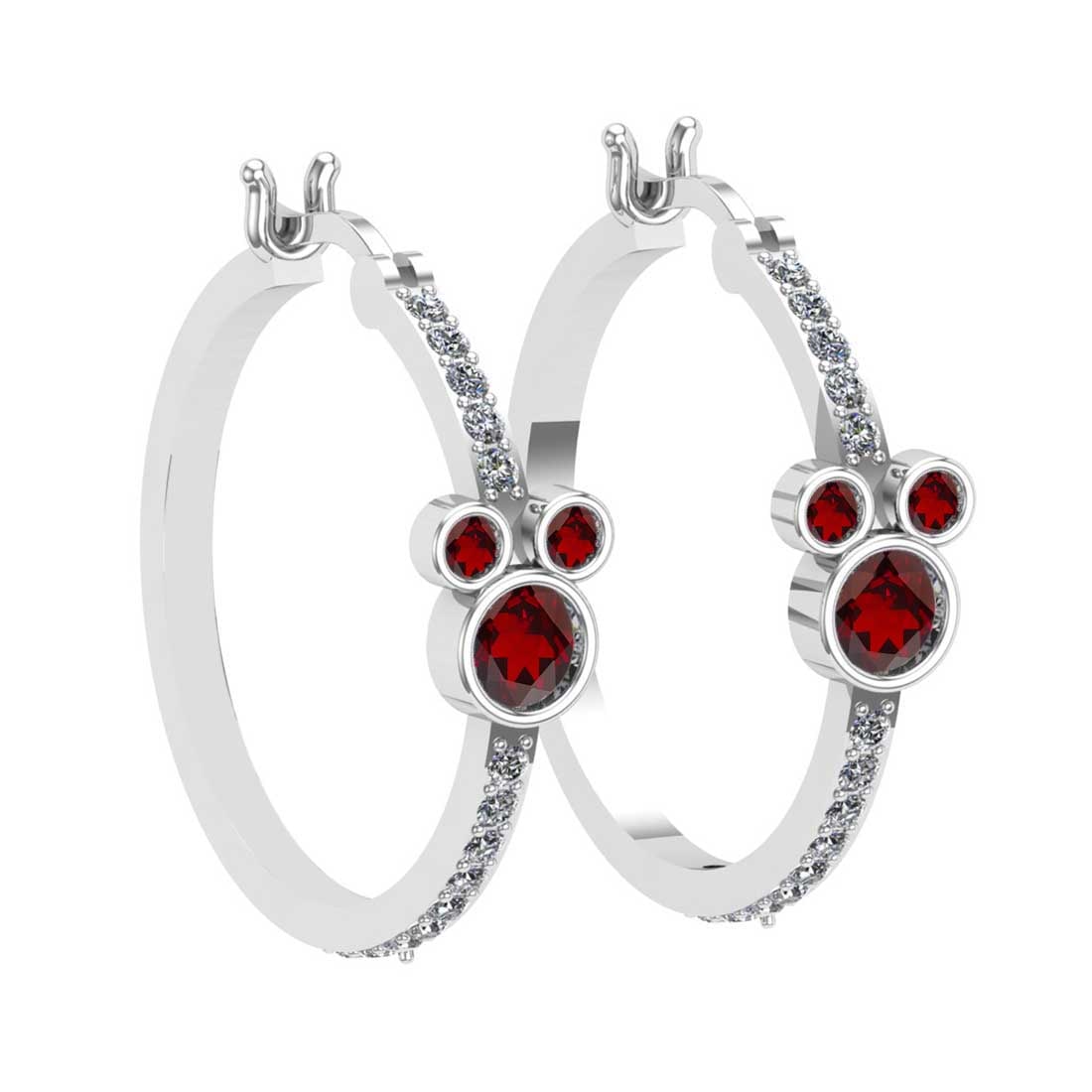 0.82 Ctw VS/SI1 Garnet and Diamond 14K White Gold Hoop Earrings (ALL DIAMOND LAB GROWN Diamond ): 0.82 Ctw VS/SI1 Garnet and Diamond 14K White Gold Hoop Earrings (ALL DIAMOND LAB GROWN Diamond ) -- Color Stone Weight : 0.64 Ctw ( Round Cut) Stone Color :- Garnet Center Stone Setting : Prong Total 