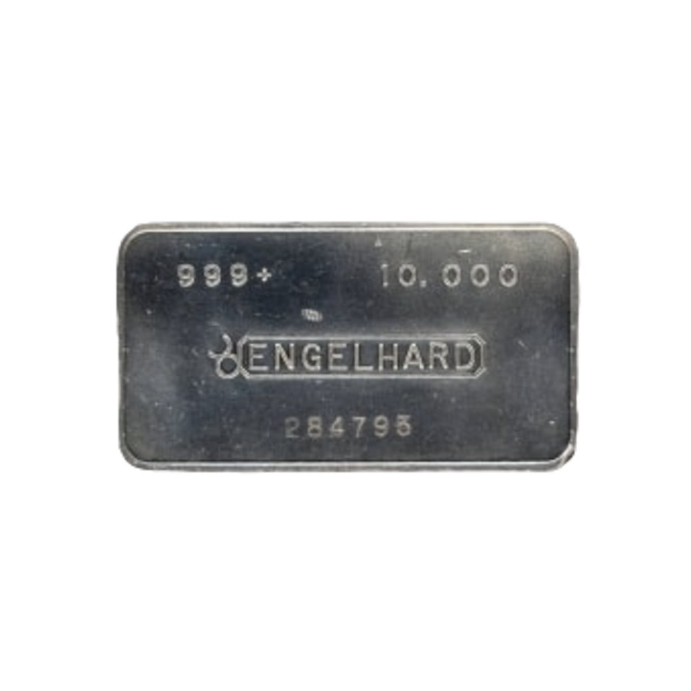 Engelhard Silver Bar 10 oz Bar - Wide Pressed Bull Logo: Engelhard Silver Bar 10 oz Bar - Wide Pressed Bull Logo -- Engelhard Silver Bar 10 oz Bar - Wide Pressed Bull Logo #TSD74054v10