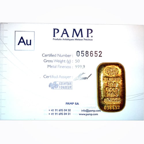 PAMP Suisse 50 Gram Gold Bar - Poured Design: PAMP Suisse 50 Gram Gold Bar - Poured Design -- PAMP Suisse 50 Gram Gold Bar - Poured Design #TSD89830v12