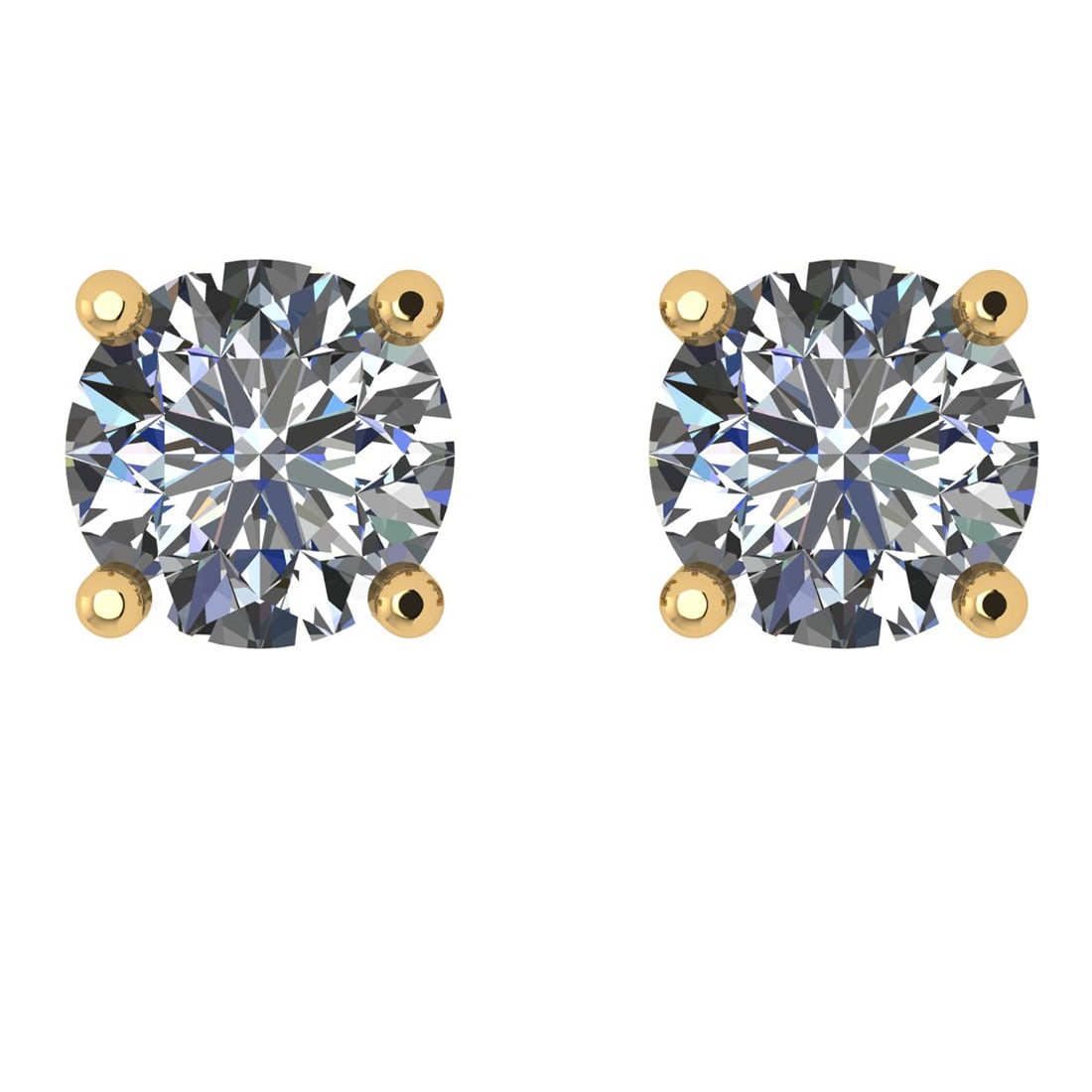 CERTIFIED 2.01 CTW ROUND G/VS1 DIAMOND (LAB GROWN Certified DIAMOND SOLITAIRE EARRINGS ) IN 14K: CERTIFIED 2.01 CTW ROUND G/VS1 DIAMOND (LAB GROWN Certified DIAMOND SOLITAIRE EARRINGS ) IN 14K YELLOW GOLD -- CERTIFIED 2.01 CTW ROUND G/VS1 DIAMOND (LAB GROWN Certified DIAMOND SOLITAIRE EARRINGS )