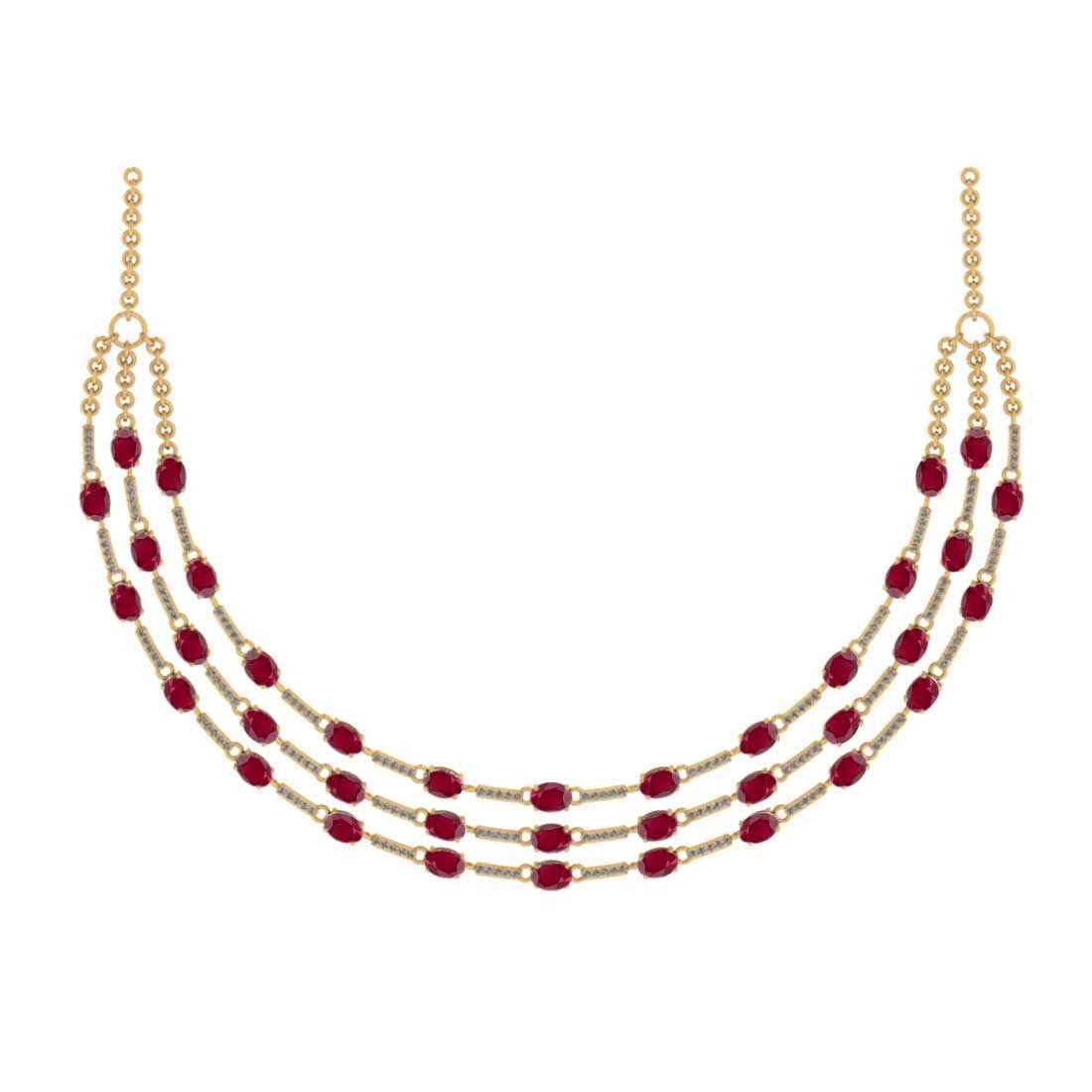 19.95 Ctw VS/SI1 Ruby and Diamond 14K Yellow Gold Necklace ( ALL DIAMOND LAB GROWN ): 19.95 Ctw VS/SI1 Ruby and Diamond 14K Yellow Gold Necklace ( ALL DIAMOND LAB GROWN ) -- Color Stone Weight : 18.50 Ctw ( Oval Cut) Stone Color :- Ruby Center Stone Setting : Prong Total Weight Of Ctw 
