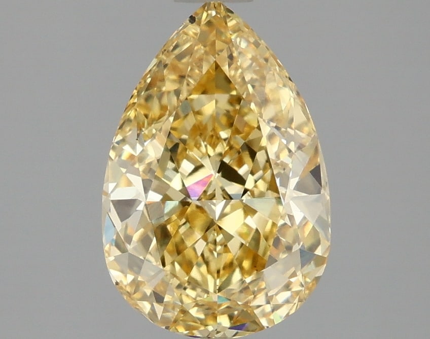 2.1 ctw. VS1 IGI Certified Pear Cut Loose Diamond (LAB GROWN): 2.1 ctw. VS1 IGI Certified Pear Cut Loose Diamond (LAB GROWN) -- IGI Certified Pear Cut Loose Diamond (LAB GROWN) - Weight :- 2.1 ctw; Color :- Fancy Intense Yellow; Clarity :-VS1 #TSD68433v14