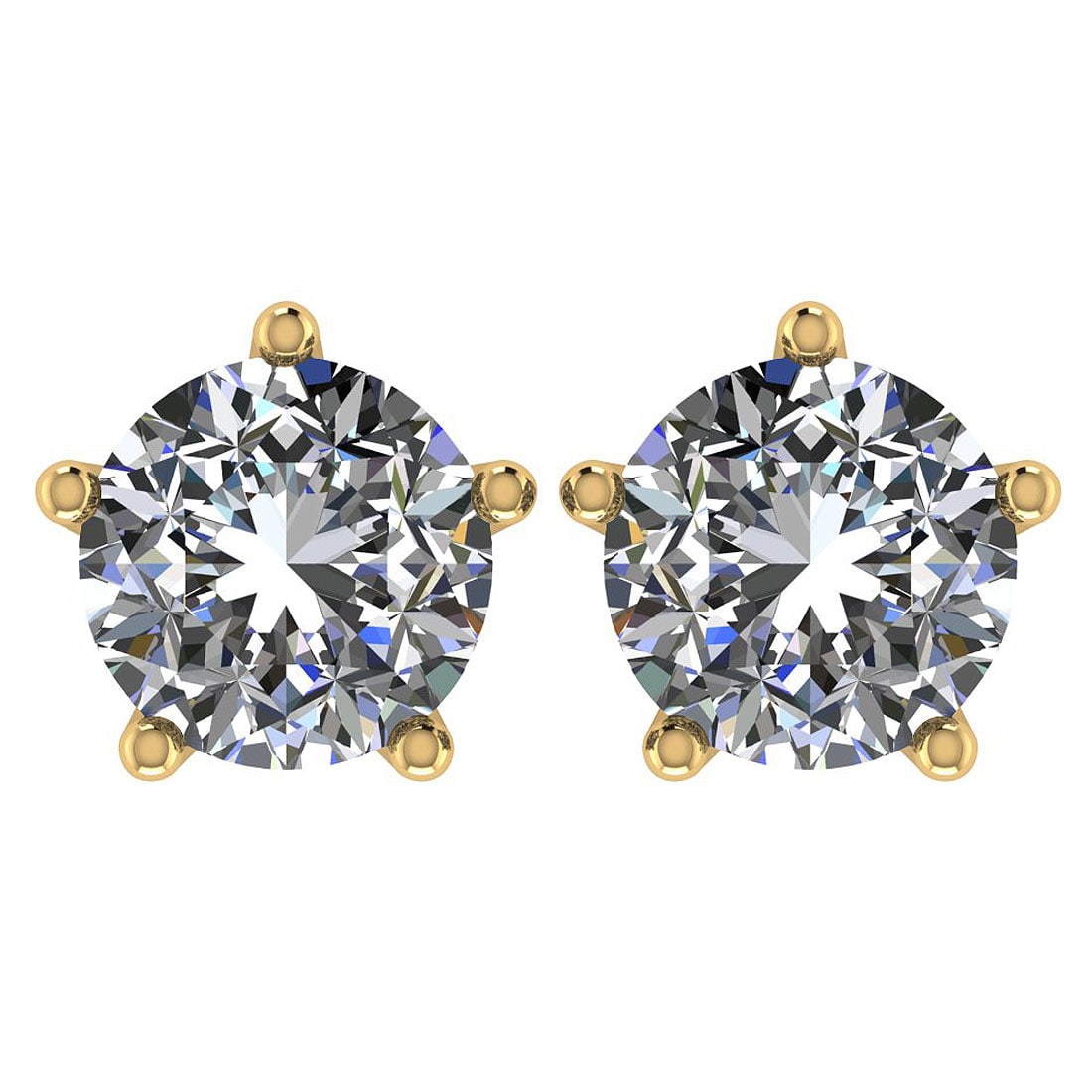CERTIFIED 2.01 CTW ROUND D/VS1 DIAMOND (LAB GROWN Certified DIAMOND SOLITAIRE EARRINGS ) IN 14K: CERTIFIED 2.01 CTW ROUND D/VS1 DIAMOND (LAB GROWN Certified DIAMOND SOLITAIRE EARRINGS ) IN 14K YELLOW GOLD -- CERTIFIED 2.01 CTW ROUND D/VS1 DIAMOND (LAB GROWN Certified DIAMOND SOLITAIRE EARRINGS ) 