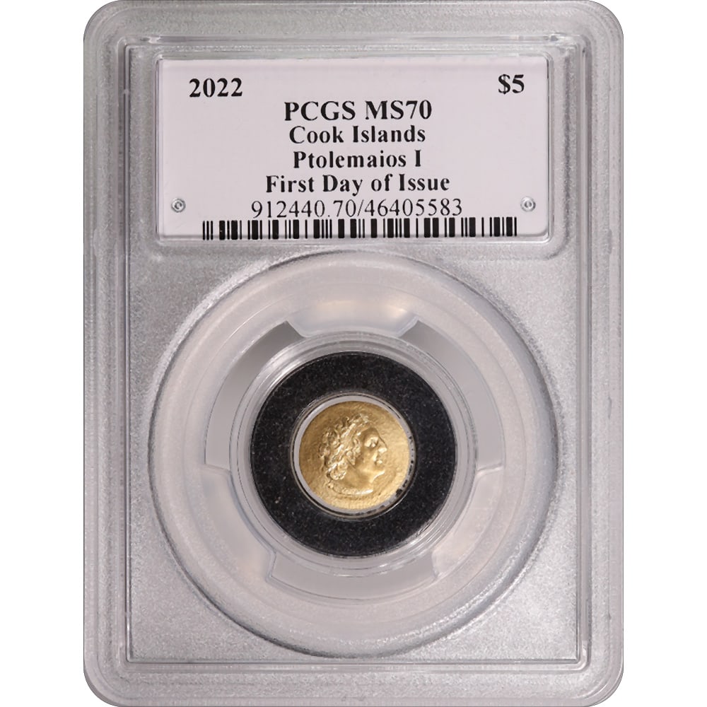 Cook Islands $5 Gold 2022 Ancient Greek Collection--Ptolemaios I MS70 PCGS: Cook Islands $5 Gold 2022 Ancient Greek Collection--Ptolemaios I MS70 PCGS -- Cook Islands $5 Gold 2022 Ancient Greek Collection--Ptolemaios I MS70 PCGS #TSD27706v8