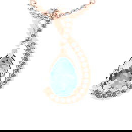 2.12 Ctw VS/SI1 Blue Topaz and Diamond Set 10K Rose Gold Pendant (ALL DIAMO