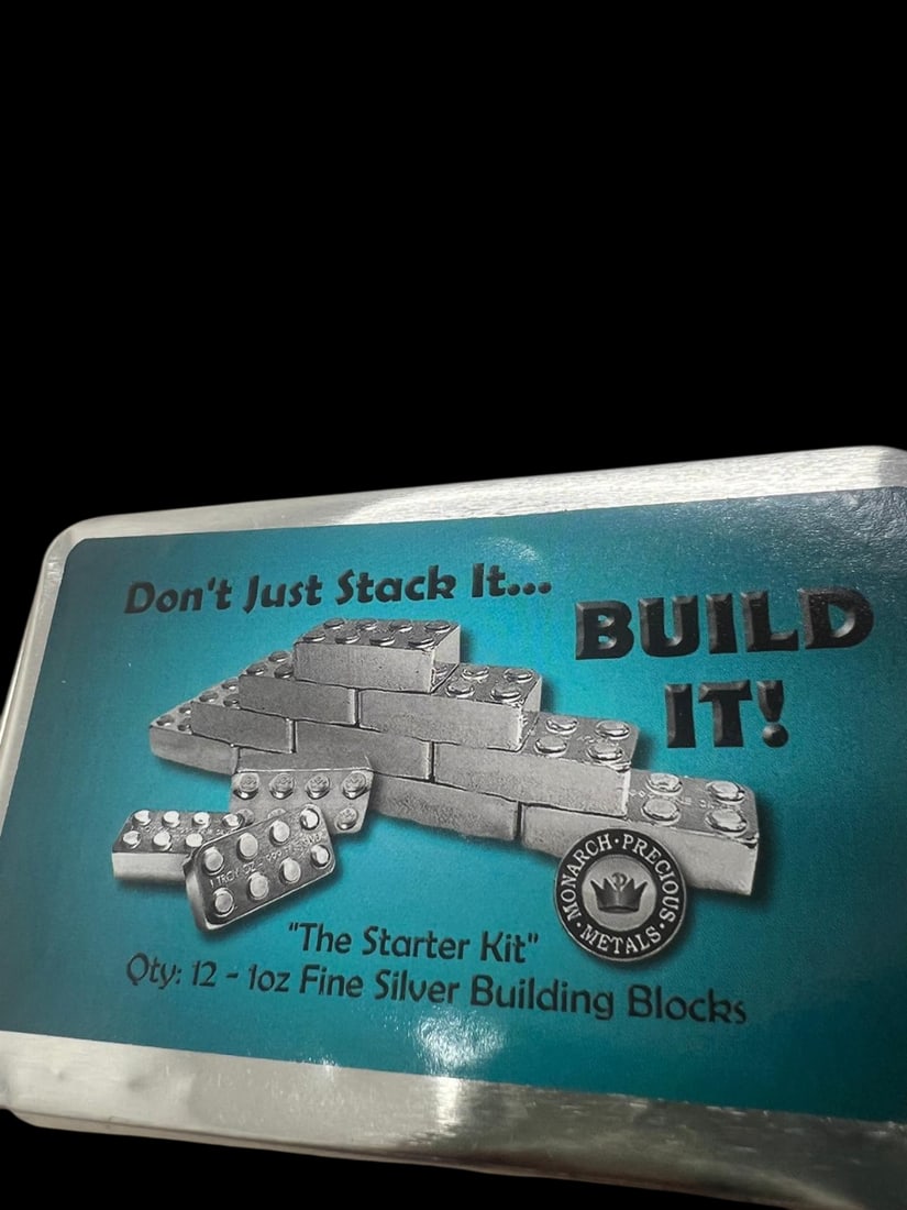 LOT OF 12 x 1 oz .999 Fine Silver poured bullion art bar building block wit: LOT OF 12 x 1 oz .999 Fine Silver poured bullion art bar building block with tin #3SS65120v15