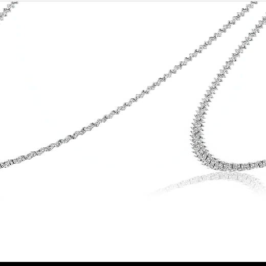 13.31 ctw 14K White Gold 17 inch Basket 4 Prong Tennis Necklace (LAB-GROWN)