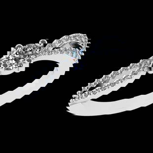 0.73 Ctw VS/SI1 Diamond Prong Set 18k white Gold Engagement Ring (ALL DIAMO: Center Daimond Weight :-0.46 Ctw (Round Cut) Color : G-H Clarity : VS/SI1 Side Diamond Weight Of Ctw 0.27 Ctw Color : G-H Clarity : VS/SI1 Daimond Setting : Prong Metal Weight : Approx 4.99 gram 18k W