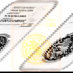 Russia 200 Roubles Gold 1996 Amur Tiger PF70 NGC: Russia 200 Roubles Gold 1996 Amur Tiger PF70 NGC #3SS68682v12